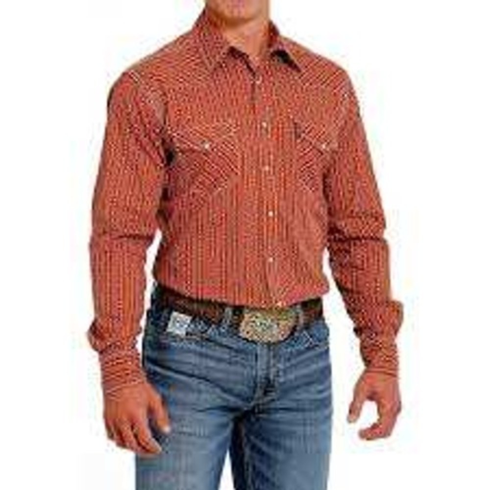 Cinch Men's Brown Print‎ Modern Snap Down Western Shirt XXL Pearl Snaps Western